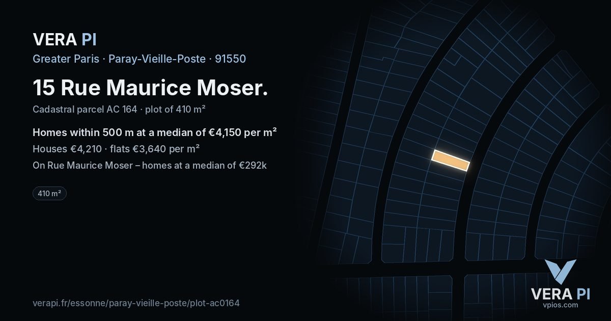 15 Rue Maurice Moser, Paray-Vieille-Poste at night – the plot lit, the parcels around coloured by the prices near them