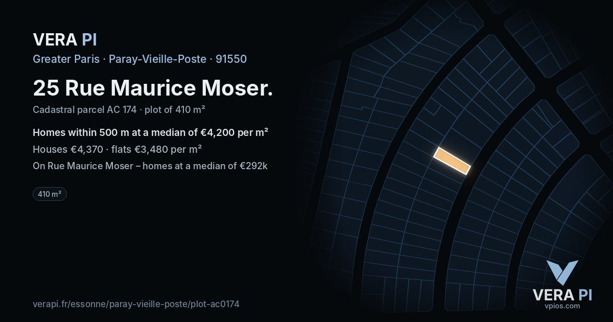 25 Rue Maurice Moser, Paray-Vieille-Poste at night – the plot lit, the parcels around coloured by the prices near them