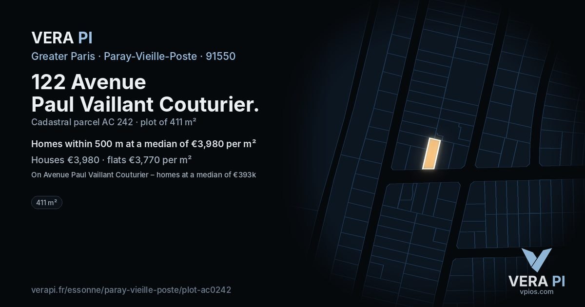 122 Avenue Paul Vaillant Couturier, Paray-Vieille-Poste at night – the plot lit, the parcels around coloured by the prices near them