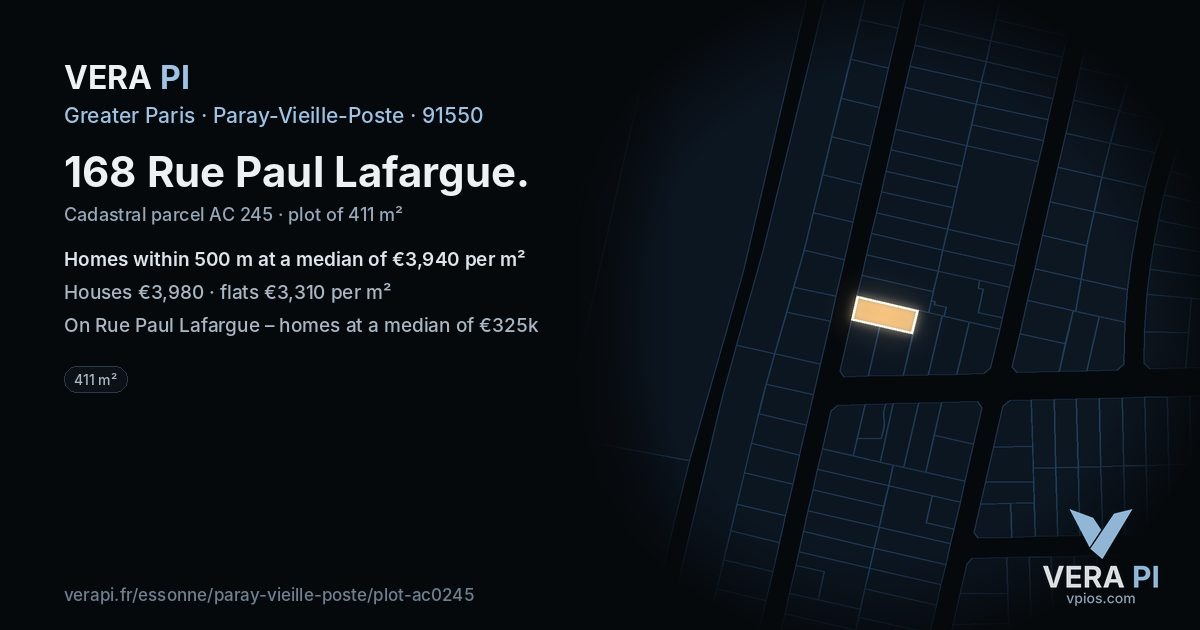 168 Rue Paul Lafargue, Paray-Vieille-Poste at night – the plot lit, the parcels around coloured by the prices near them
