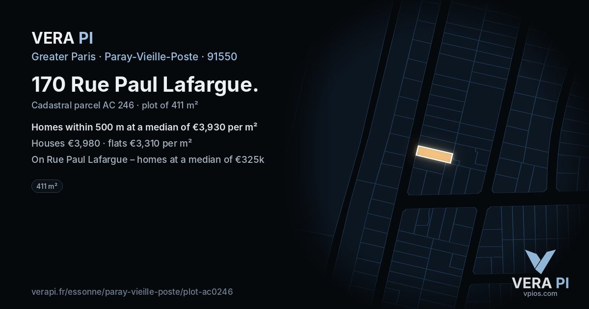 170 Rue Paul Lafargue, Paray-Vieille-Poste at night – the plot lit, the parcels around coloured by the prices near them
