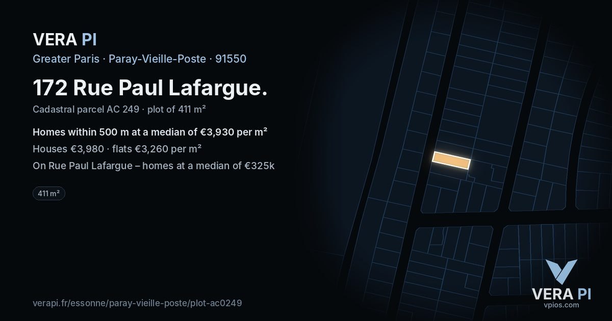 172 Rue Paul Lafargue, Paray-Vieille-Poste at night – the plot lit, the parcels around coloured by the prices near them