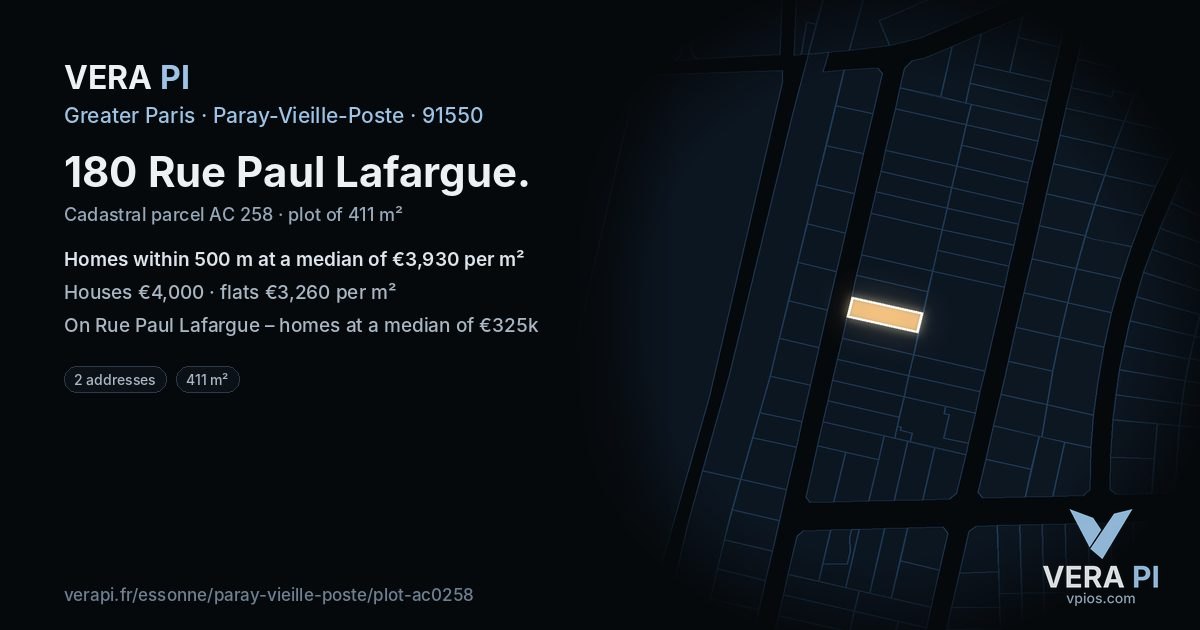 180 Rue Paul Lafargue, Paray-Vieille-Poste at night – the plot lit, the parcels around coloured by the prices near them