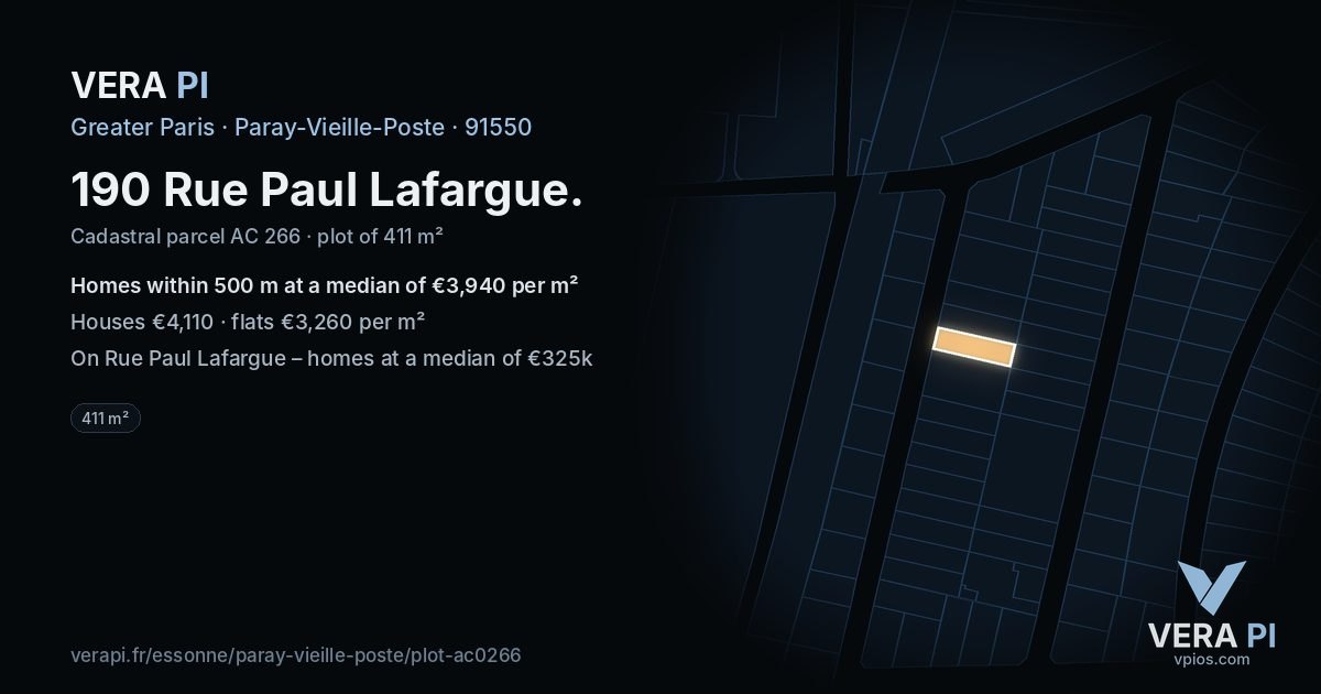 190 Rue Paul Lafargue, Paray-Vieille-Poste at night – the plot lit, the parcels around coloured by the prices near them