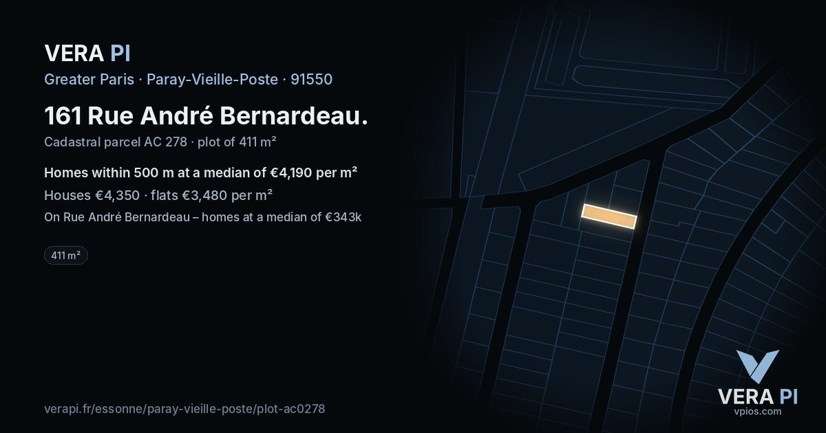 161 Rue André Bernardeau, Paray-Vieille-Poste at night – the plot lit, the parcels around coloured by the prices near them
