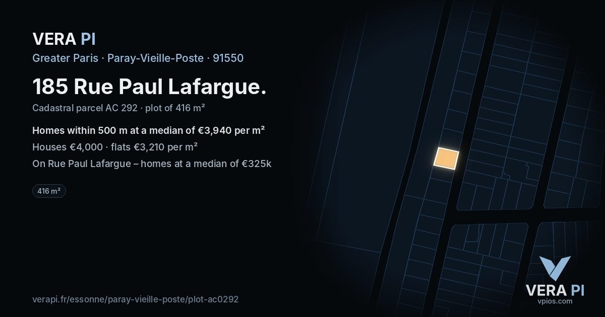 185 Rue Paul Lafargue, Paray-Vieille-Poste at night – the plot lit, the parcels around coloured by the prices near them