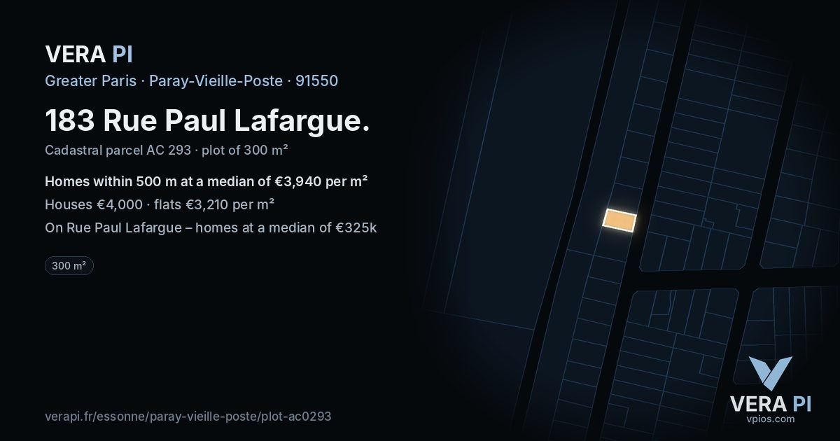 183 Rue Paul Lafargue, Paray-Vieille-Poste at night – the plot lit, the parcels around coloured by the prices near them
