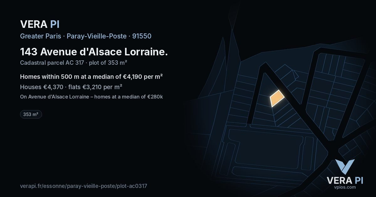 143 Avenue d'Alsace Lorraine, Paray-Vieille-Poste at night – the plot lit, the parcels around coloured by the prices near them