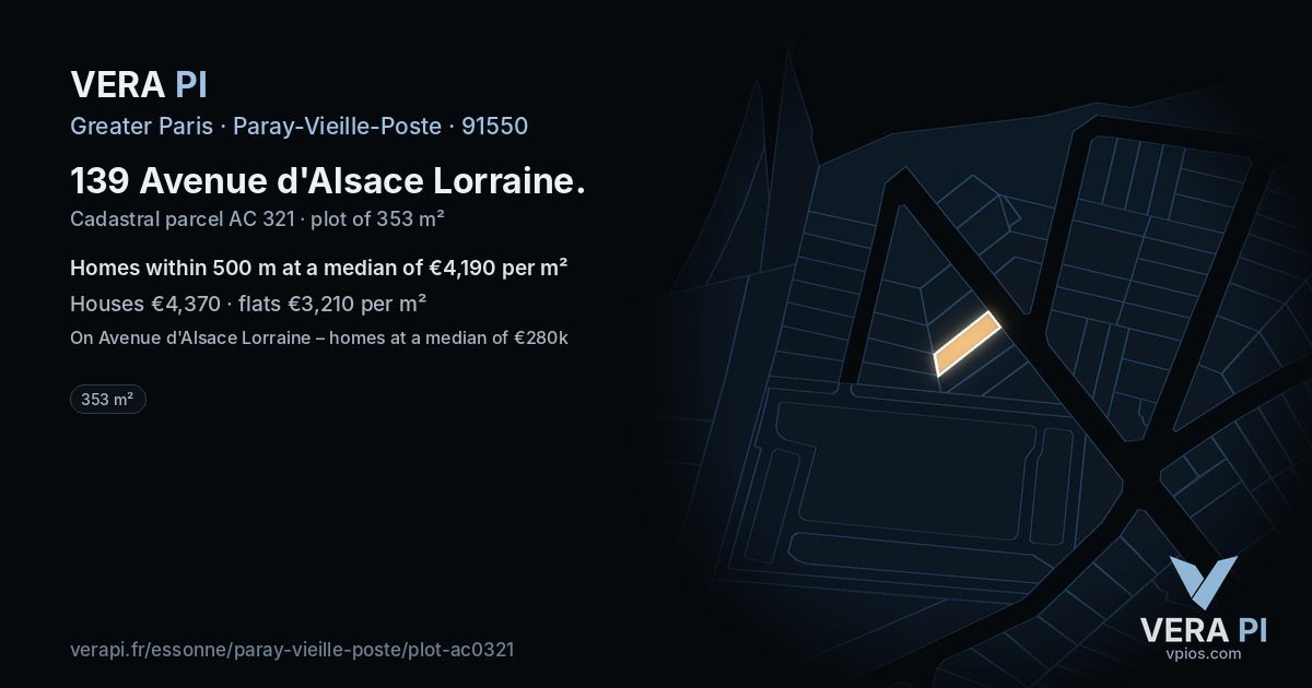 139 Avenue d'Alsace Lorraine, Paray-Vieille-Poste at night – the plot lit, the parcels around coloured by the prices near them