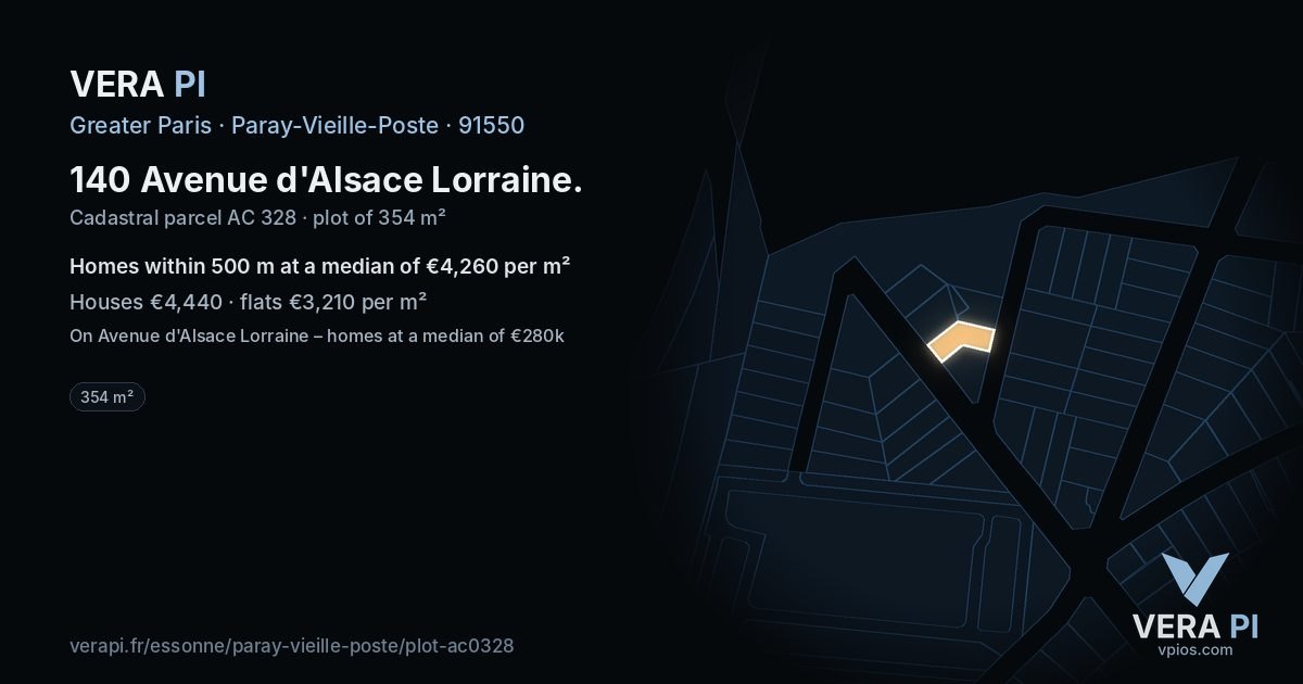 140 Avenue d'Alsace Lorraine, Paray-Vieille-Poste at night – the plot lit, the parcels around coloured by the prices near them