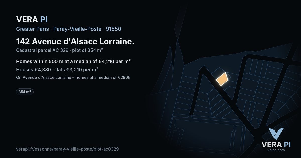 142 Avenue d'Alsace Lorraine, Paray-Vieille-Poste at night – the plot lit, the parcels around coloured by the prices near them