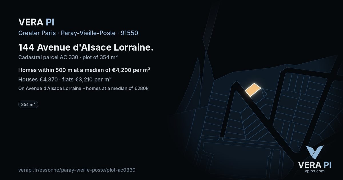 144 Avenue d'Alsace Lorraine, Paray-Vieille-Poste at night – the plot lit, the parcels around coloured by the prices near them