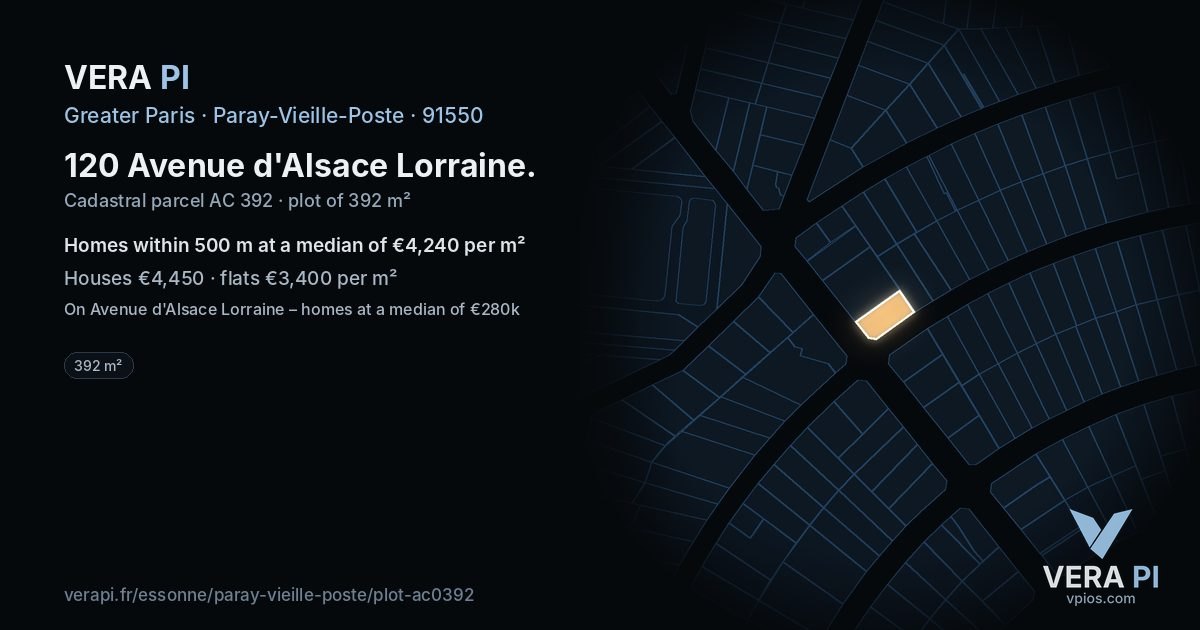 120 Avenue d'Alsace Lorraine, Paray-Vieille-Poste at night – the plot lit, the parcels around coloured by the prices near them