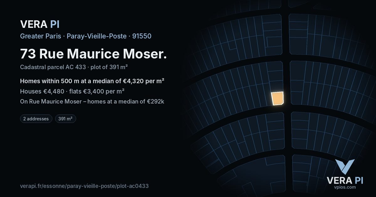 73 Rue Maurice Moser, Paray-Vieille-Poste at night – the plot lit, the parcels around coloured by the prices near them