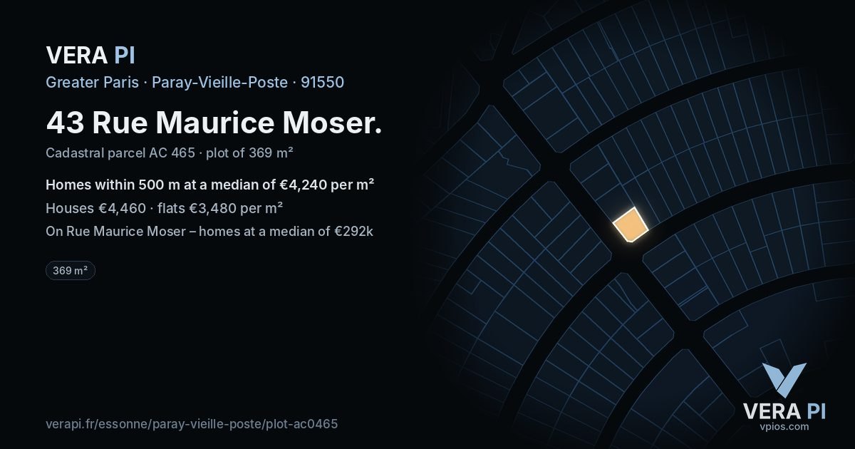 43 Rue Maurice Moser, Paray-Vieille-Poste at night – the plot lit, the parcels around coloured by the prices near them