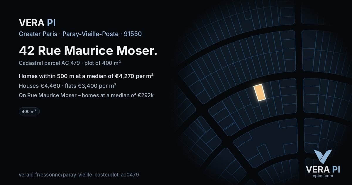 42 Rue Maurice Moser, Paray-Vieille-Poste at night – the plot lit, the parcels around coloured by the prices near them