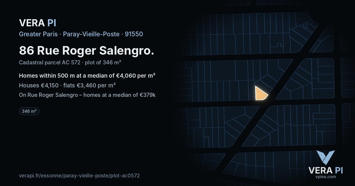 86 Rue Roger Salengro, Paray-Vieille-Poste at night – the plot lit, the parcels around coloured by the prices near them