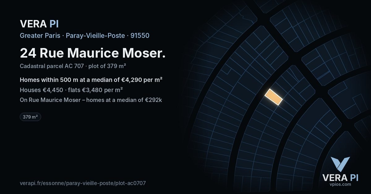 24 Rue Maurice Moser, Paray-Vieille-Poste at night – the plot lit, the parcels around coloured by the prices near them