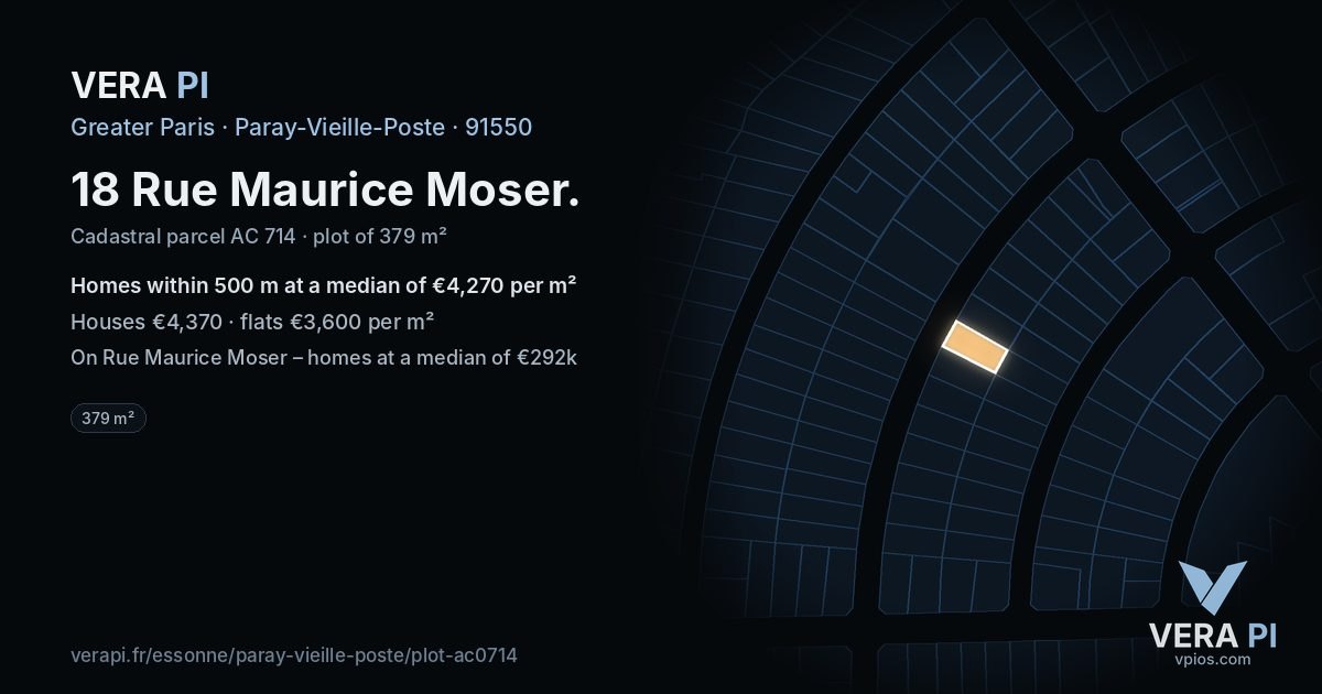 18 Rue Maurice Moser, Paray-Vieille-Poste at night – the plot lit, the parcels around coloured by the prices near them