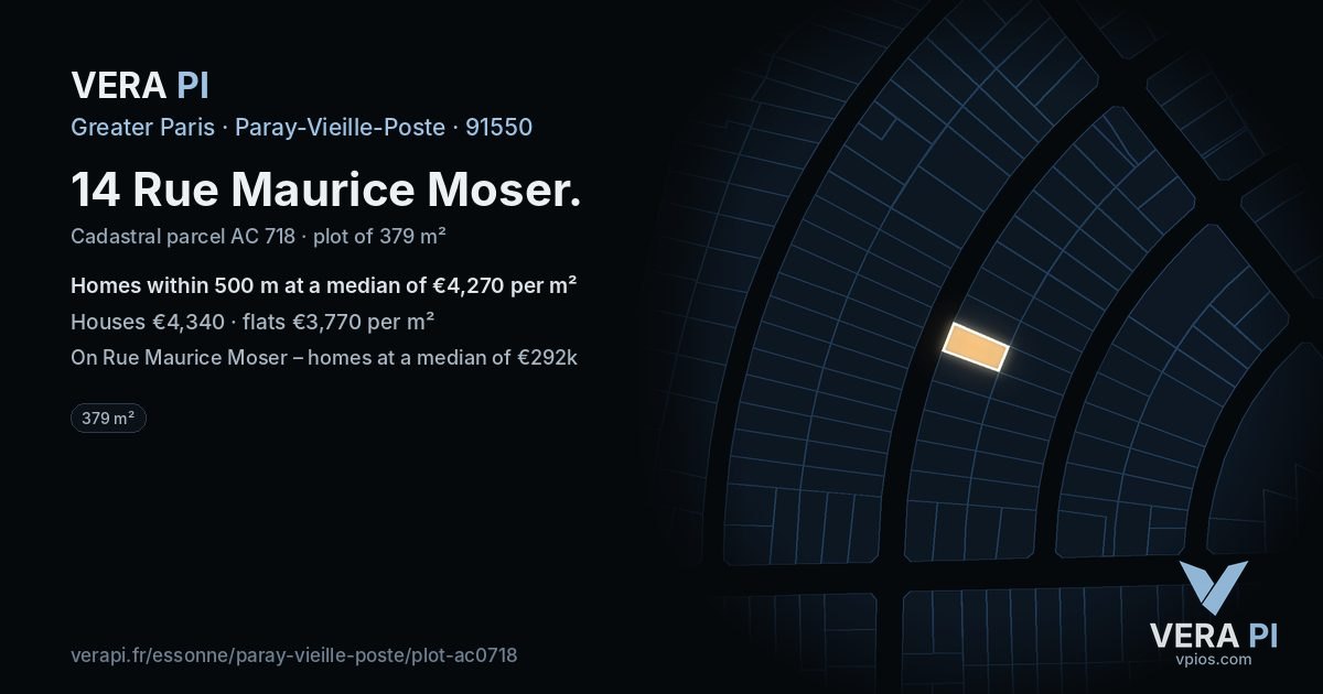 14 Rue Maurice Moser, Paray-Vieille-Poste at night – the plot lit, the parcels around coloured by the prices near them