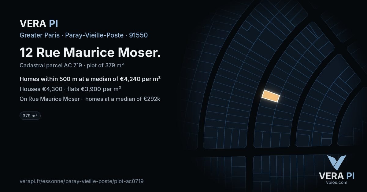 12 Rue Maurice Moser, Paray-Vieille-Poste at night – the plot lit, the parcels around coloured by the prices near them