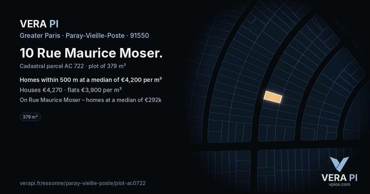 10 Rue Maurice Moser, Paray-Vieille-Poste at night – the plot lit, the parcels around coloured by the prices near them