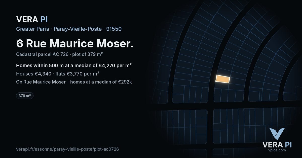 6 Rue Maurice Moser, Paray-Vieille-Poste at night – the plot lit, the parcels around coloured by the prices near them