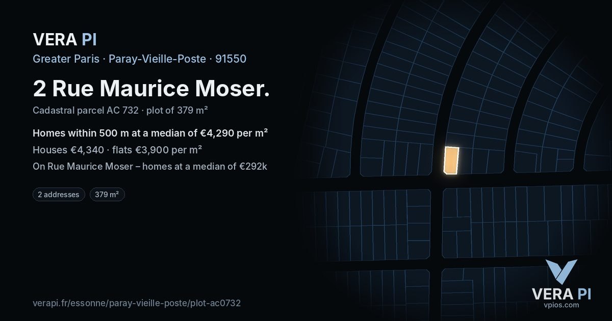 2 Rue Maurice Moser, Paray-Vieille-Poste at night – the plot lit, the parcels around coloured by the prices near them