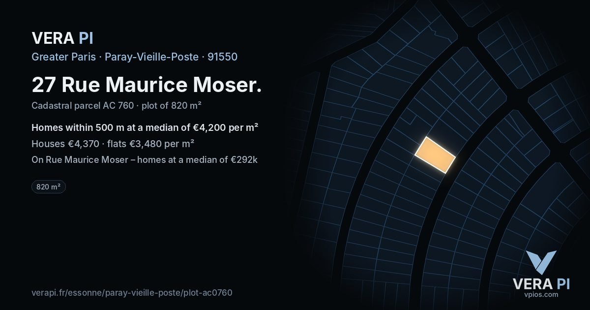 27 Rue Maurice Moser, Paray-Vieille-Poste at night – the plot lit, the parcels around coloured by the prices near them