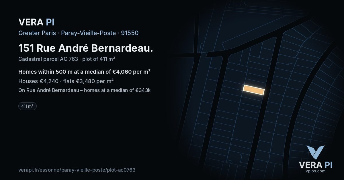 151 Rue André Bernardeau, Paray-Vieille-Poste at night – the plot lit, the parcels around coloured by the prices near them