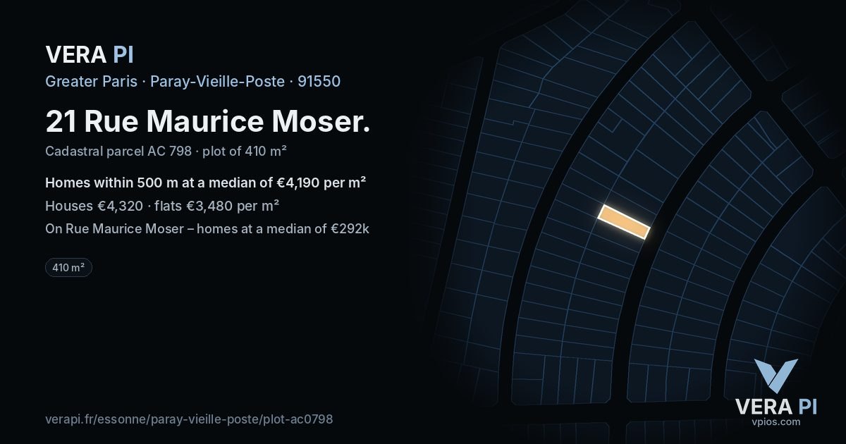 21 Rue Maurice Moser, Paray-Vieille-Poste at night – the plot lit, the parcels around coloured by the prices near them