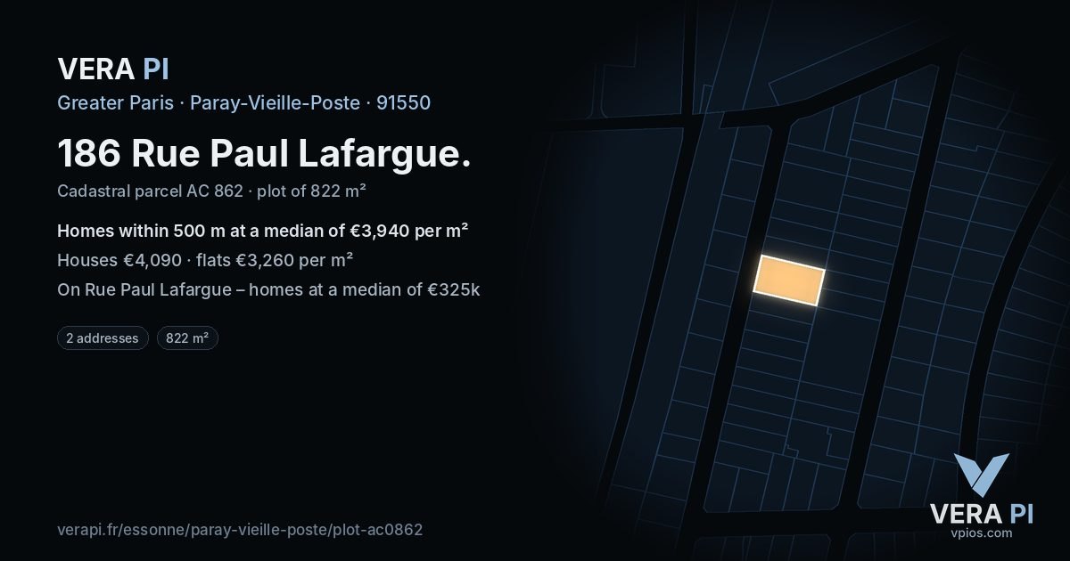 186 Rue Paul Lafargue, Paray-Vieille-Poste at night – the plot lit, the parcels around coloured by the prices near them