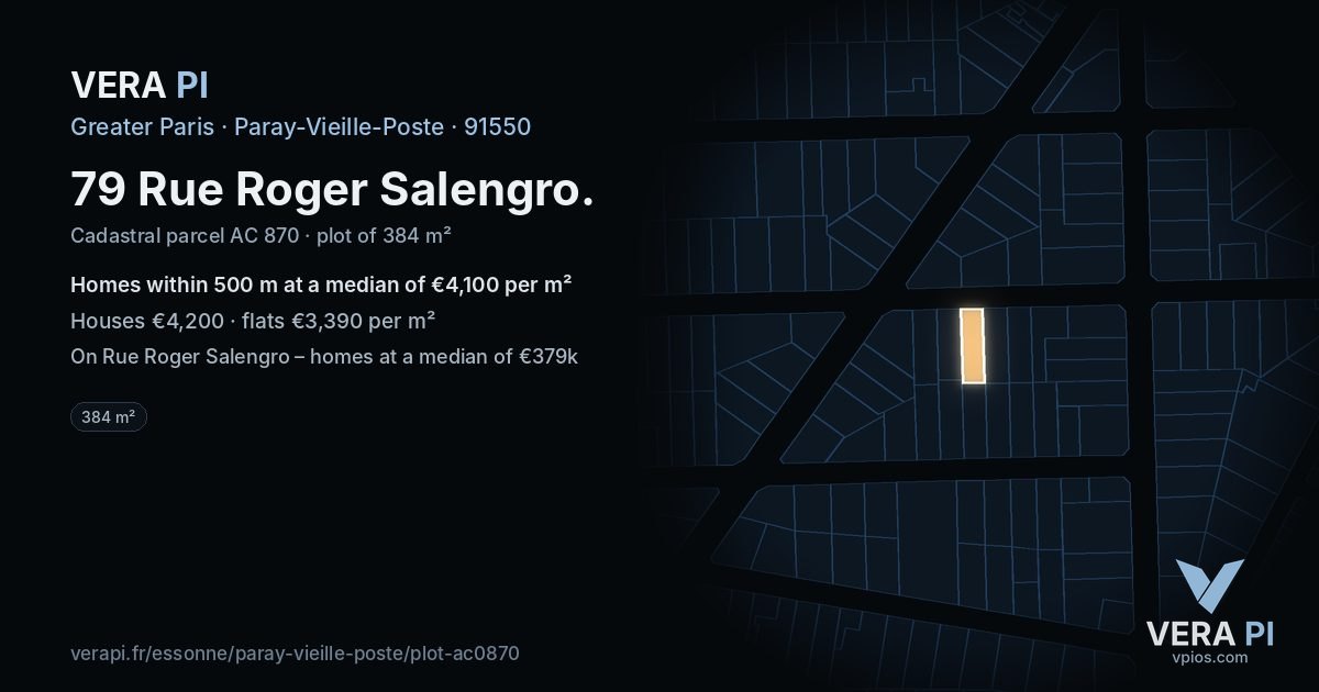 79 Rue Roger Salengro, Paray-Vieille-Poste at night – the plot lit, the parcels around coloured by the prices near them
