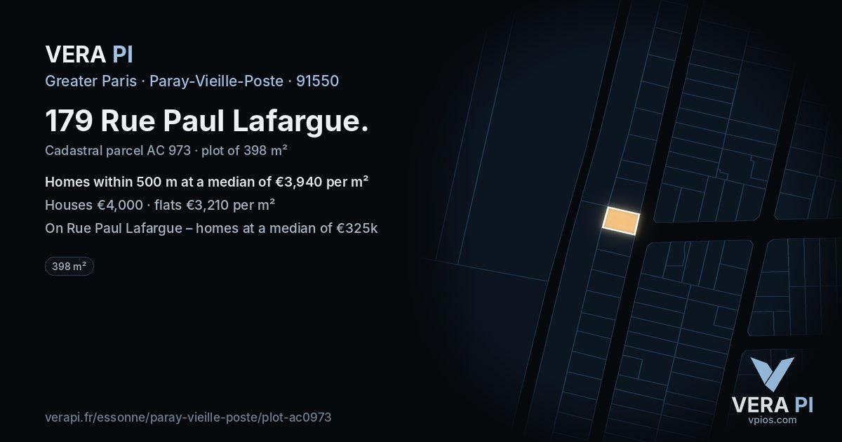 179 Rue Paul Lafargue, Paray-Vieille-Poste at night – the plot lit, the parcels around coloured by the prices near them