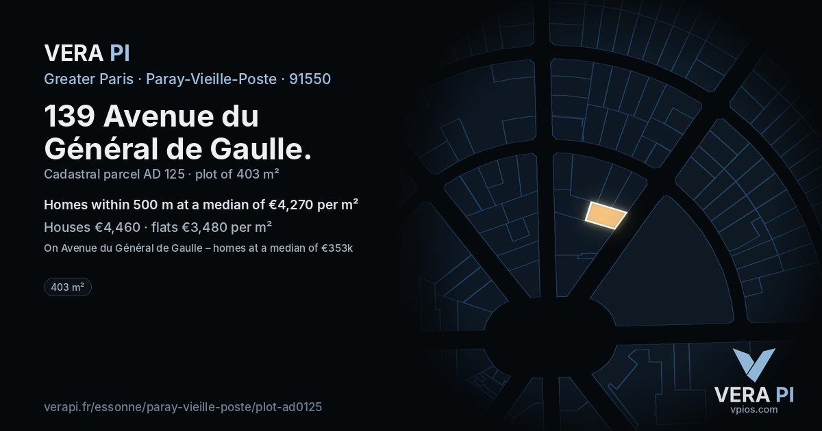 139 Avenue du Général de Gaulle, Paray-Vieille-Poste at night – the plot lit, the parcels around coloured by the prices near them