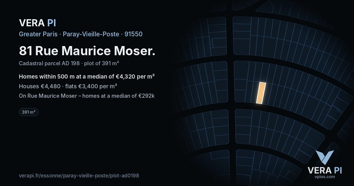 81 Rue Maurice Moser, Paray-Vieille-Poste at night – the plot lit, the parcels around coloured by the prices near them