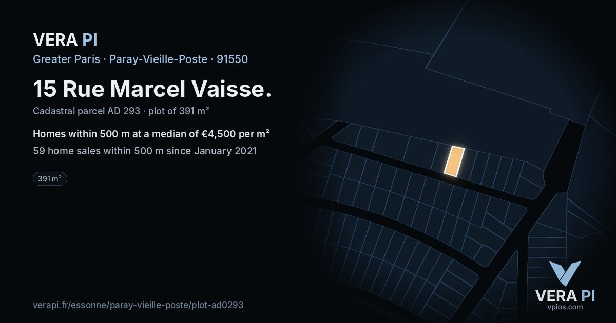 15 Rue Marcel Vaisse, Paray-Vieille-Poste at night – the plot lit, the parcels around coloured by the prices near them