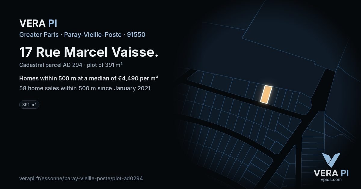 17 Rue Marcel Vaisse, Paray-Vieille-Poste at night – the plot lit, the parcels around coloured by the prices near them