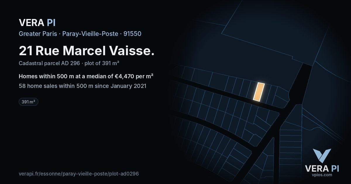 21 Rue Marcel Vaisse, Paray-Vieille-Poste at night – the plot lit, the parcels around coloured by the prices near them