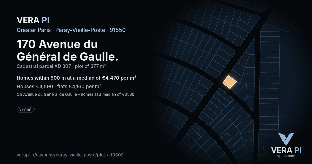 170 Avenue du Général de Gaulle, Paray-Vieille-Poste at night – the plot lit, the parcels around coloured by the prices near them