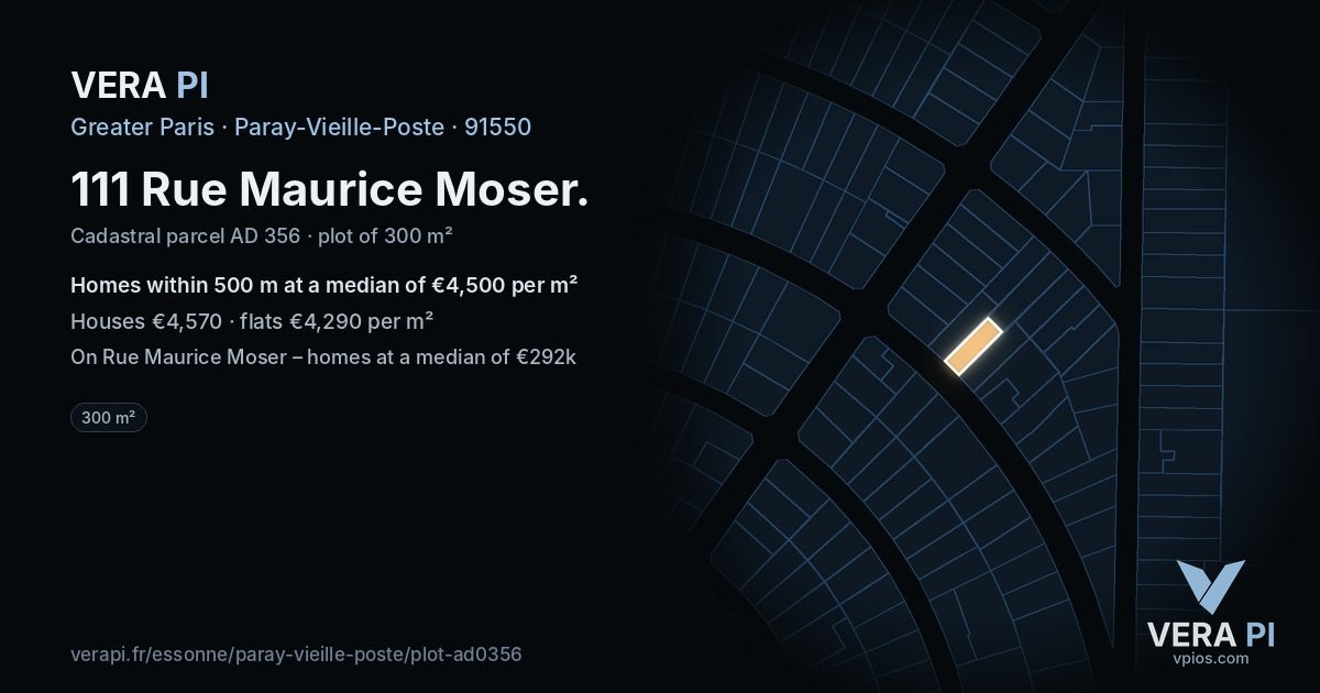 111 Rue Maurice Moser, Paray-Vieille-Poste at night – the plot lit, the parcels around coloured by the prices near them