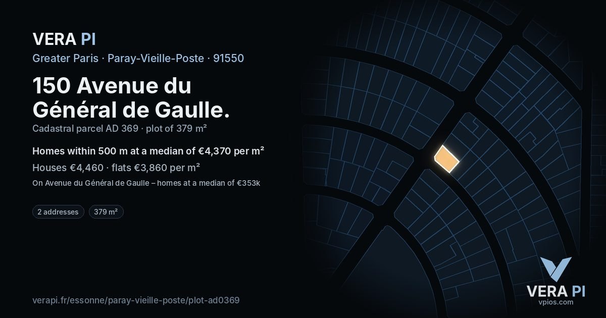150 Avenue du Général de Gaulle, Paray-Vieille-Poste at night – the plot lit, the parcels around coloured by the prices near them