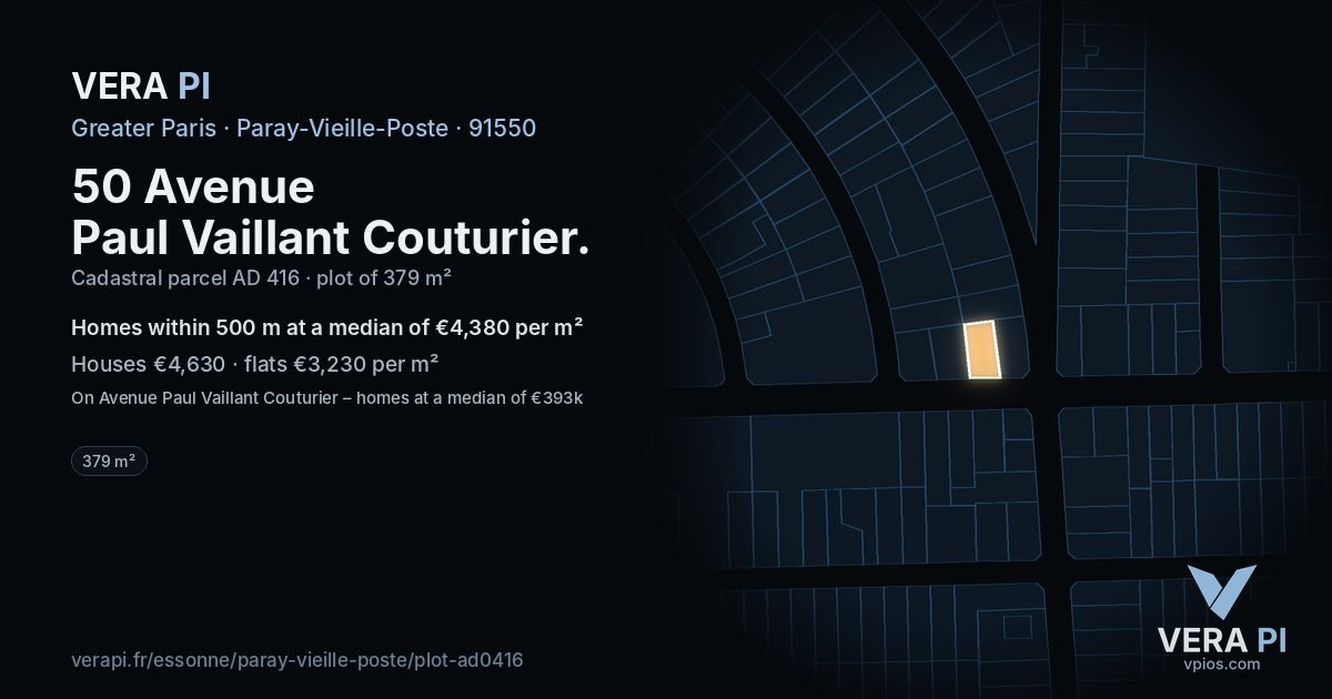 50 Avenue Paul Vaillant Couturier, Paray-Vieille-Poste at night – the plot lit, the parcels around coloured by the prices near them