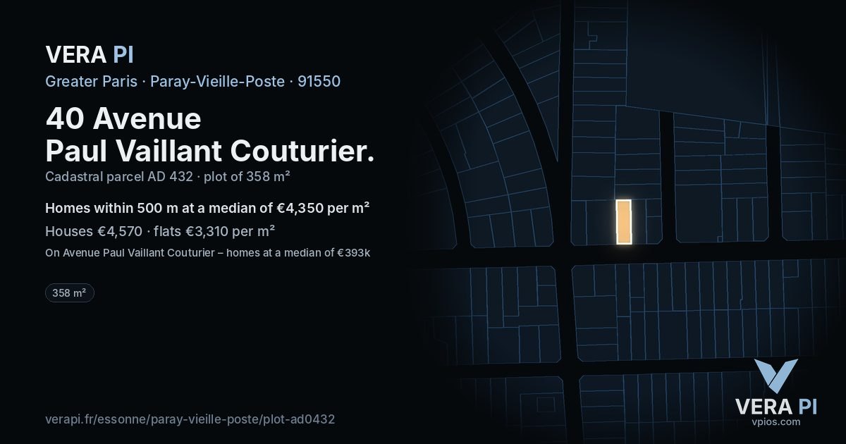 40 Avenue Paul Vaillant Couturier, Paray-Vieille-Poste at night – the plot lit, the parcels around coloured by the prices near them