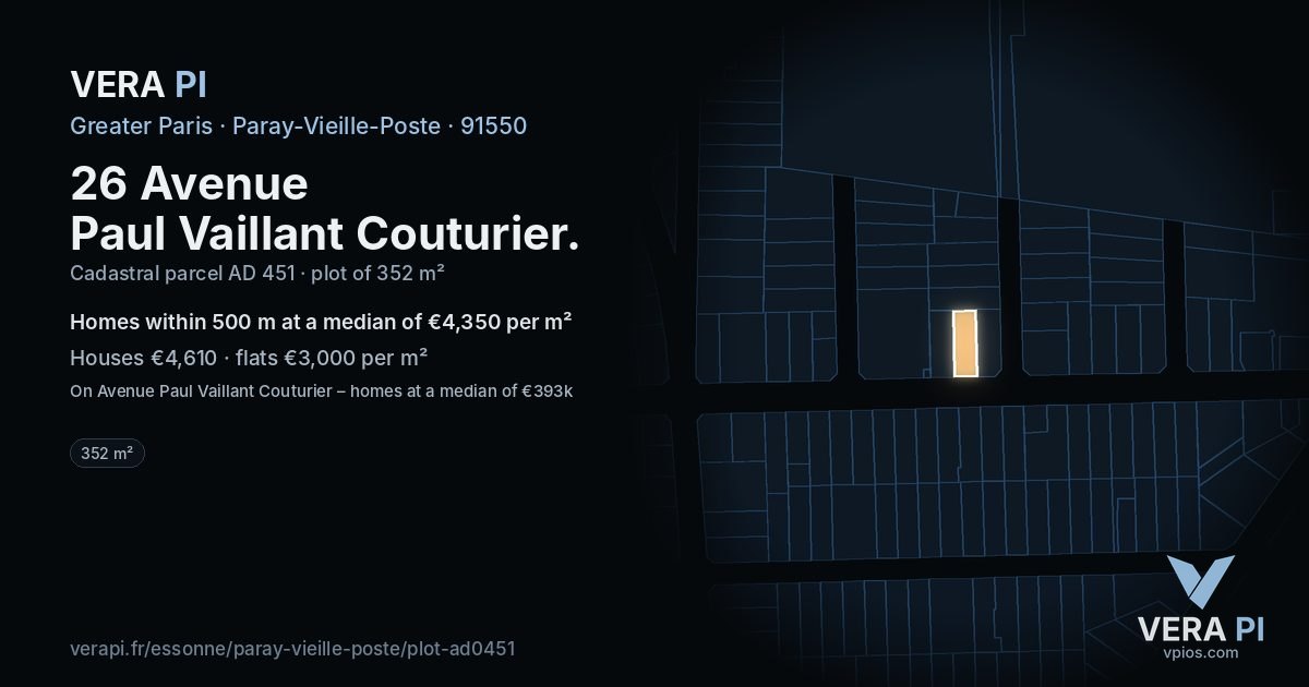 26 Avenue Paul Vaillant Couturier, Paray-Vieille-Poste at night – the plot lit, the parcels around coloured by the prices near them