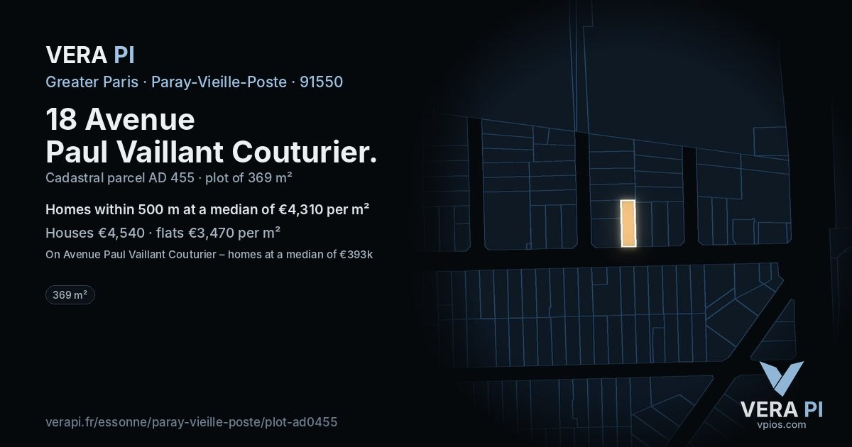 18 Avenue Paul Vaillant Couturier, Paray-Vieille-Poste at night – the plot lit, the parcels around coloured by the prices near them