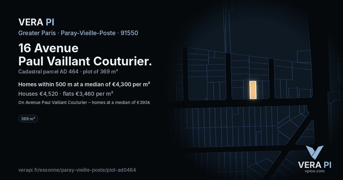 16 Avenue Paul Vaillant Couturier, Paray-Vieille-Poste at night – the plot lit, the parcels around coloured by the prices near them