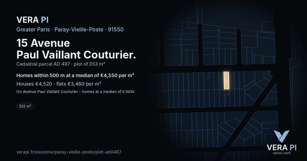 15 Avenue Paul Vaillant Couturier, Paray-Vieille-Poste at night – the plot lit, the parcels around coloured by the prices near them