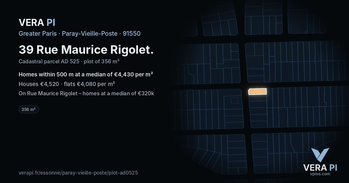 39 Rue Maurice Rigolet, Paray-Vieille-Poste at night – the plot lit, the parcels around coloured by the prices near them