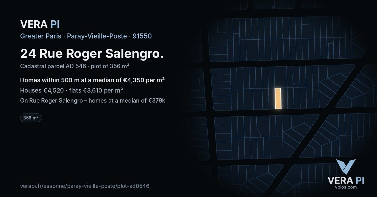 24 Rue Roger Salengro, Paray-Vieille-Poste at night – the plot lit, the parcels around coloured by the prices near them